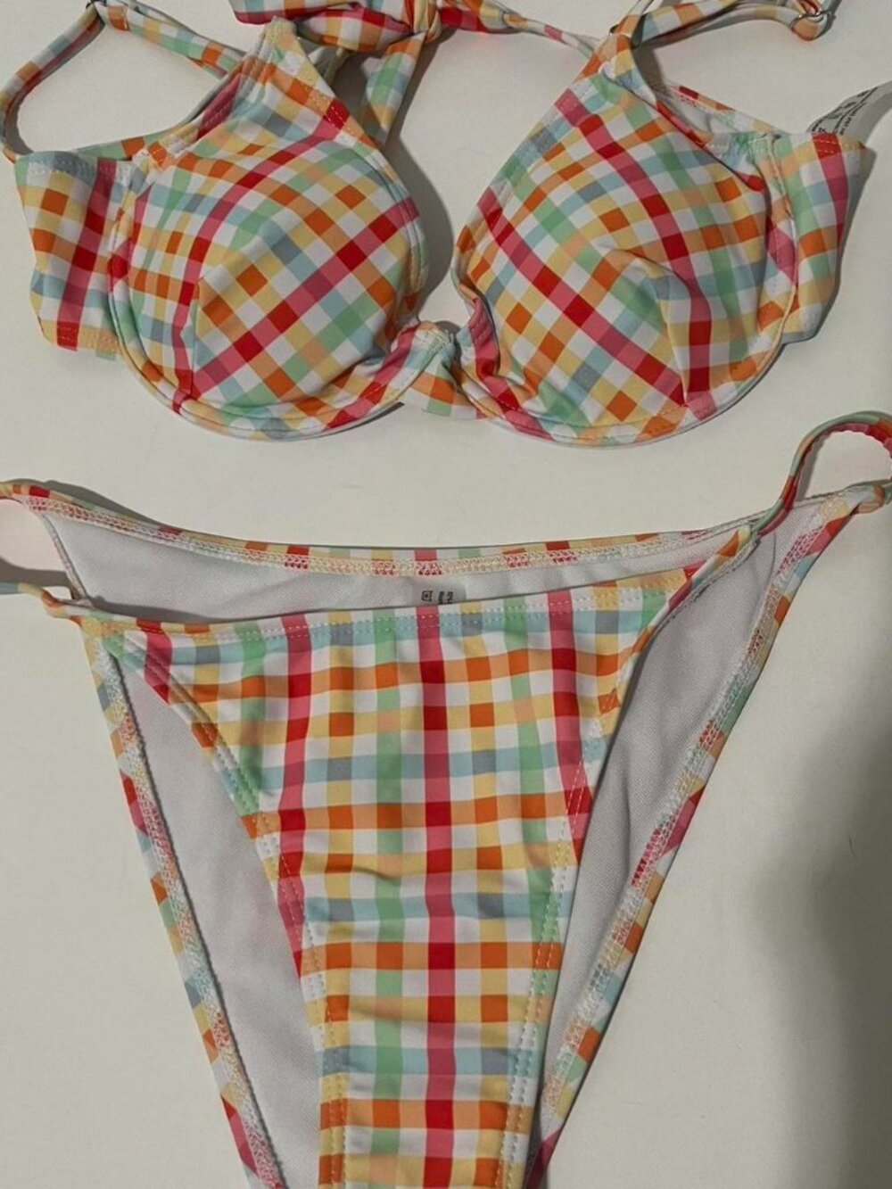SHEIN Women's Pastel Gingham Underwire Bikini Set | Size Medium | Like New